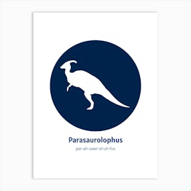 Dinosaur Parasaurolophus Blue Nursery Art Print