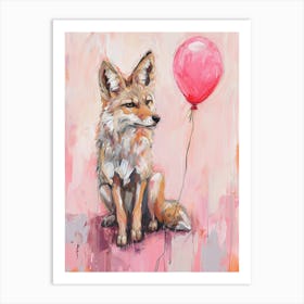 Cute Coyote 2 With Balloon Art Print