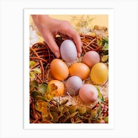 Easter Eggs In A Basket 18 Art Print