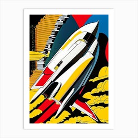 Space Shuttle Bright Comic Space Art Print