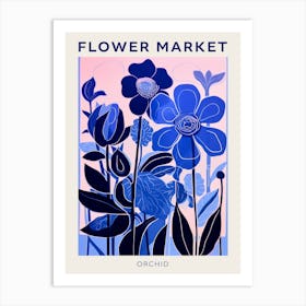 Blue Flower Market Poster Orchid 3 Art Print