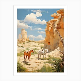 Horses Painting In Cappadocia, Turkey 4 Art Print