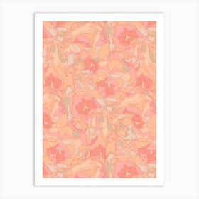 TULIP DREAMS Abstract Retro Floral in Orange Blush Peach Fuzz Art Print