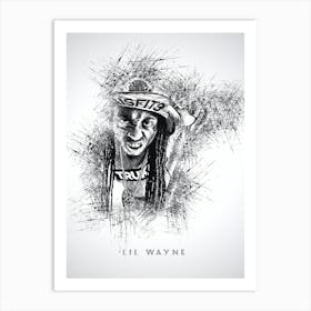 Lil Wayne Rapper Sketch Art Print
