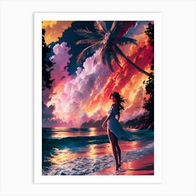 Sunset On The Beach Art Print