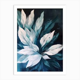 Abstract Of Blue And White Flowers Art Print