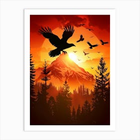 Crow In The Sky Art Print