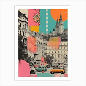 Vienna   Retro Collage Style 1 Art Print