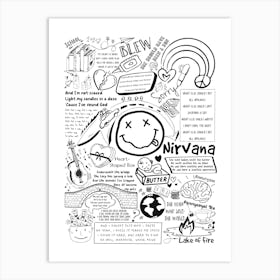 Nirvana Doodle Lyrics Art Print