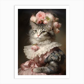 Royal Cat Portrait Rococo Style 4 Art Print