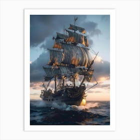 Ship In The Sea Art Print