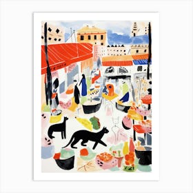 The Food Market In Paris 3 Illustration Art Print