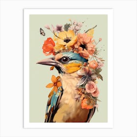 Bird With A Flower Crown Finch 4 Art Print