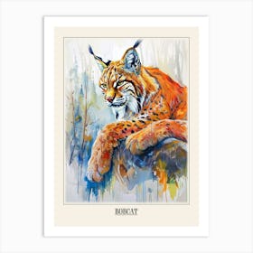 Bobcat Colourful Watercolour 3 Poster Art Print