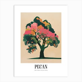 Pecan Tree Colourful Illustration 2 Poster Art Print