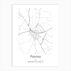 Poirino,Italy Minimalist Map Art Print