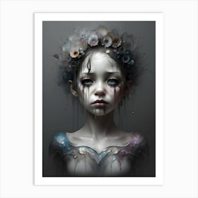 Girl With Flowers On Her Head~ Escape Clause ~ Reimagined 1 Art Print