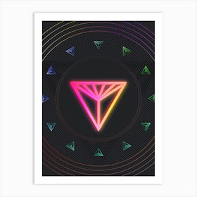Neon Geometric Glyph Abstract in Pink and Yellow Circle Array on Black n.0077 Art Print