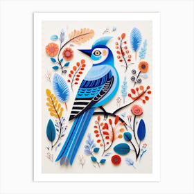 Scandinavian Bird Illustration Blue Jay 4 Art Print