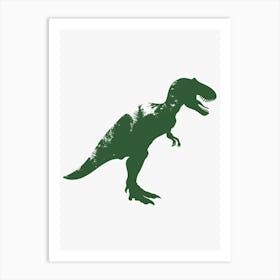 Green Dinosaur Silhouette 9 Art Print