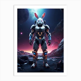 Rabbit In Cyborg Body #4 Art Print