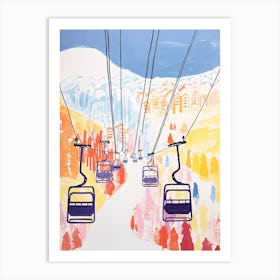 Telluride Ski Resort   Colorado, Usa, Ski Resort Pastel Colours Illustration 0 Art Print