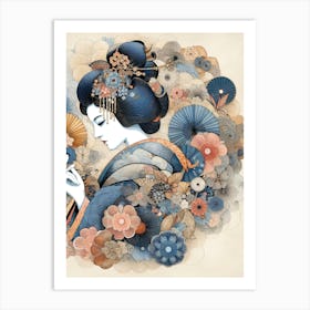 Japan Traditional Geisha Illustration By Ad 79 Art Print