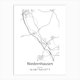 Niedernhausen,Germany Minimalist Map Art Print