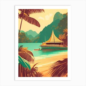 Koh Phayam Thailand Vintage Sketch Tropical Destination Art Print