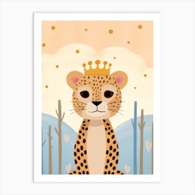Little Cheetah 1 Wearing A Crown Art Print