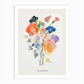 Moonflower 2 Collage Flower Bouquet Poster Art Print