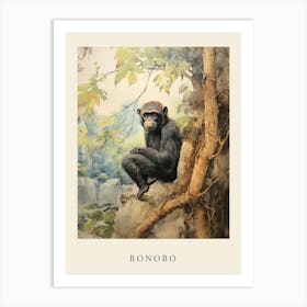 Beatrix Potter Inspired  Animal Watercolour Bonobo 3 Art Print
