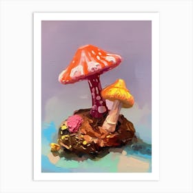 Mushrooms Oil Painting 3 Art Print