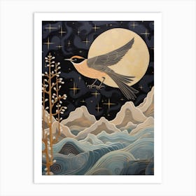 Cedar Waxwing 1 Gold Detail Painting Art Print