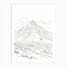 Mount Kanlaon Philippines Color Line Drawing (7) Art Print