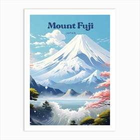 Mount Fuji Japan Winter Modern Travel Illustration Art Print