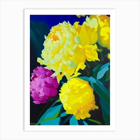 Sarah Bernhardt Peonies Yellow Colourful 1 Painting Art Print