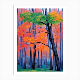 Northern Red Oak Tree Cubist Art Print