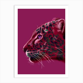 Pink leopard on the pink background Art Print