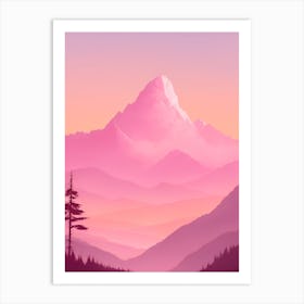 Misty Mountains Vertical Background In Pink Tone 85 Art Print