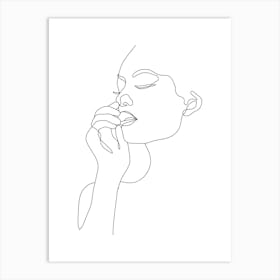 Continuous Line Drawing Of A Woman.Scandinavian wall art Art Print