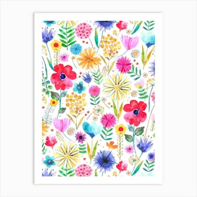 Colourful Flowers Spring Garden Art Print