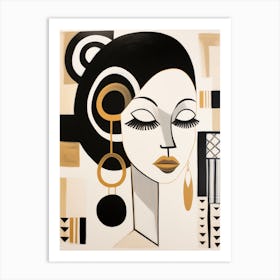 Woman In Black And Gold Art Print