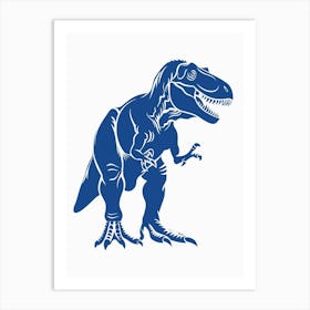 Blue T Rex Block Colour Art Print