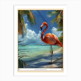 Greater Flamingo Nassau Bahamas Tropical Illustration 3 Poster Art Print