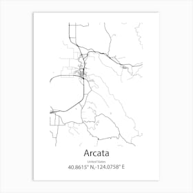 Arcata,United States Minimalist Map Art Print