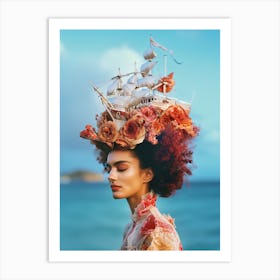 "High Fashion Surreal Ship Headpiece" Art Print