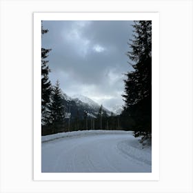 Snowy Mountain Road Art Print