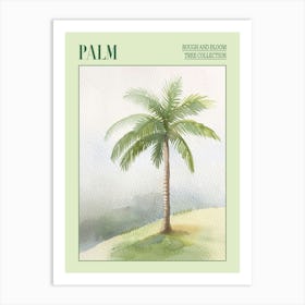 Palm Tree Atmospheric Watercolour Painting 1 Poster Art Print