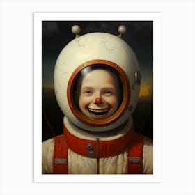 Creepy Clown In Space Astronaut Art Print